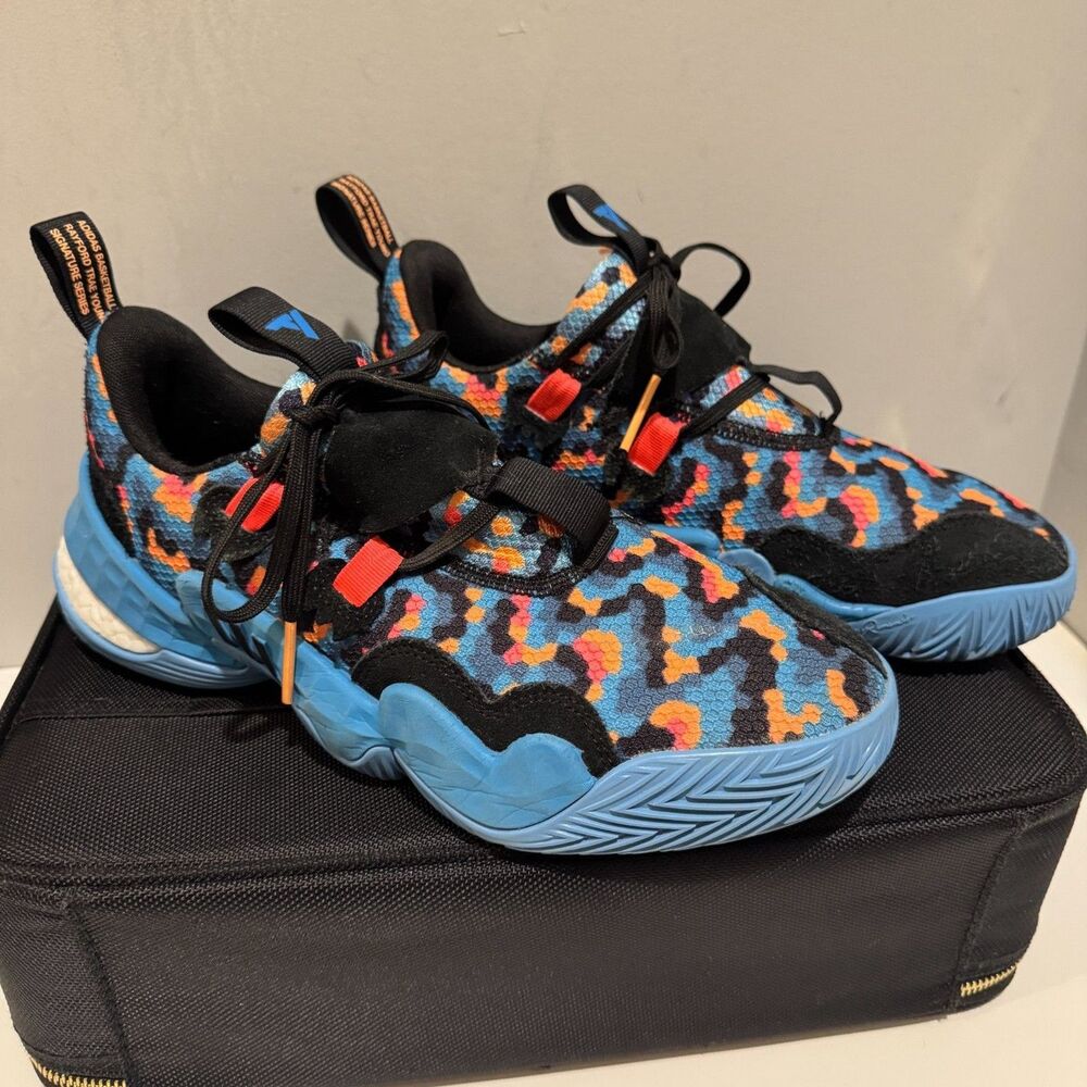 Adidas Trae Young 1 Pixel Blue Boost Basketball Shoes Men's 8.5 GY0289 - Picture 2 of 11